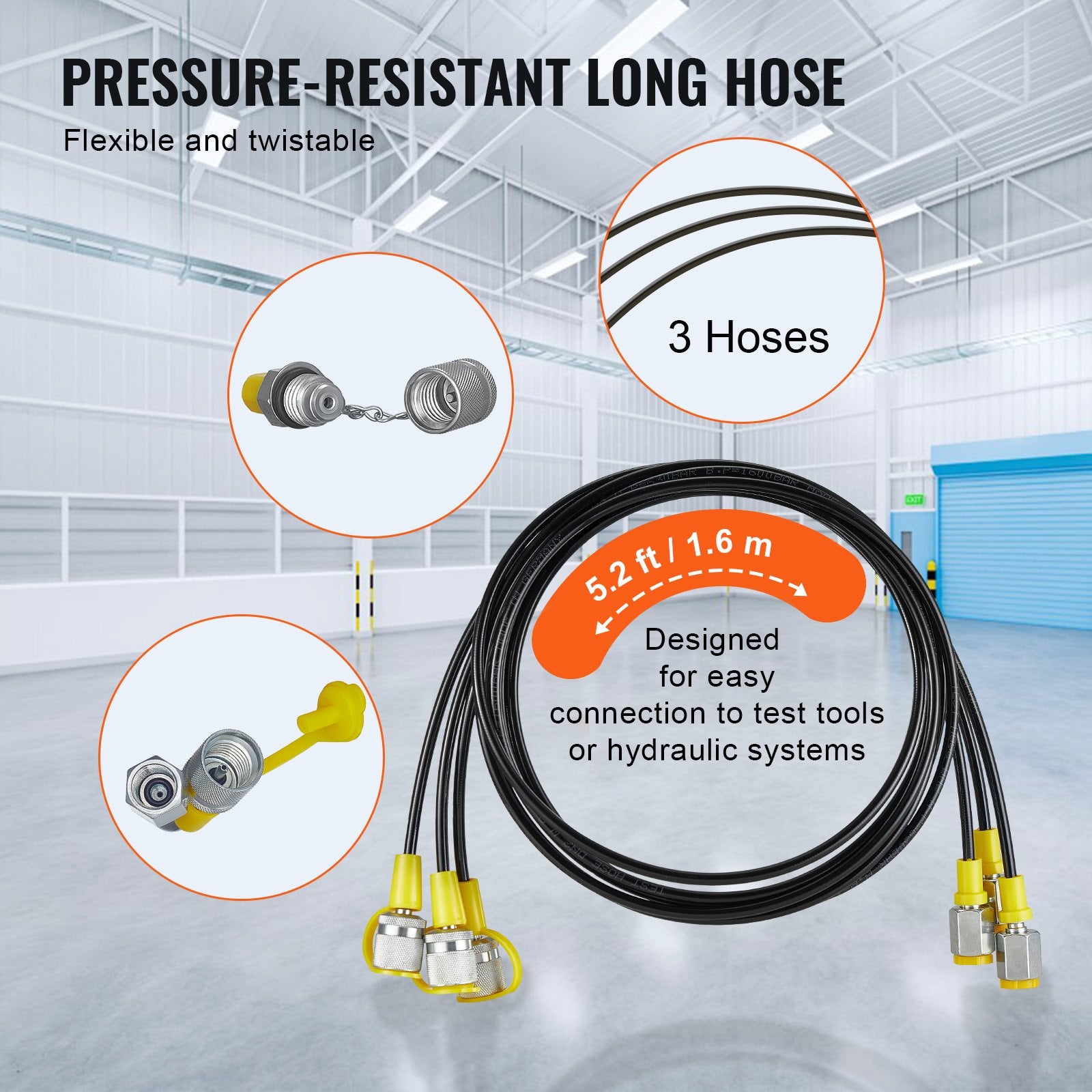 Hydraulic Pressure Test Kit, 250/400/600bar, 3 Gauges 9 Test Couplings 3 Test Hoses, Excavator Hydraulic Test Gauge Set with Portable Carrying Case for Excavator Tractors Construction Machinery - Image 5