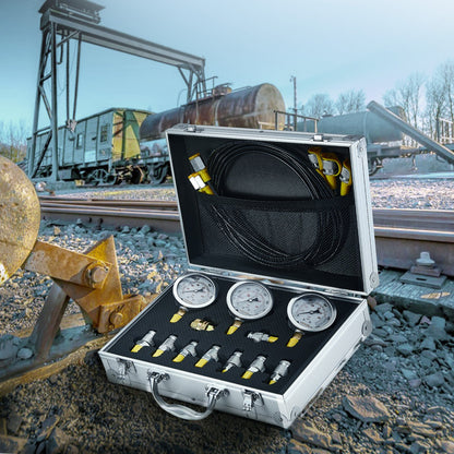Hydraulic Pressure Test Kit, 250/400/600bar, 3 Gauges 9 Test Couplings 3 Test Hoses, Excavator Hydraulic Test Gauge Set with Portable Carrying Case for Excavator Tractors Construction Machinery - Image 8