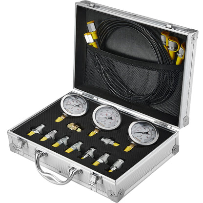 Hydraulic Pressure Test Kit, 250/400/600bar, 3 Gauges 9 Test Couplings 3 Test Hoses, Excavator Hydraulic Test Gauge Set with Portable Carrying Case for Excavator Tractors Construction Machinery - Image 9