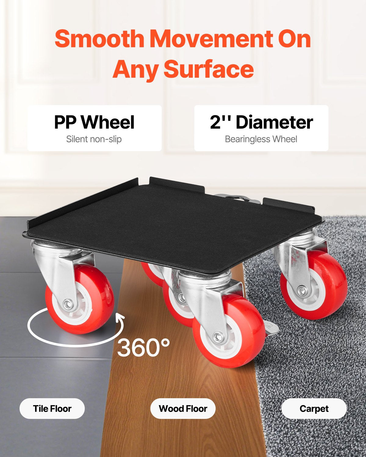 Furniture Dolly Heavy Duty Furniture Mover with 5 Wheels 1575 kg Capacity - Image 4