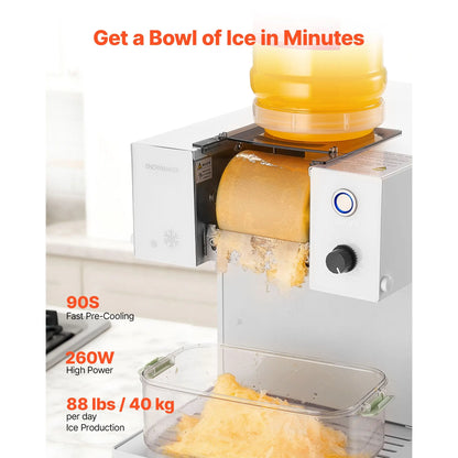 Snowflake Ice Machine, 40KG/24H Snowflake Ice Maker, Ice-Shaver Machine with Stainless Steel Blade, Electric Snow Cone Maker with 1.8L Tank, 90S Fast Pre-Cooling, for Home & Small Gatherings - Image 2