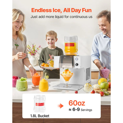 Snowflake Ice Machine, 40KG/24H Snowflake Ice Maker, Ice-Shaver Machine with Stainless Steel Blade, Electric Snow Cone Maker with 1.8L Tank, 90S Fast Pre-Cooling, for Home & Small Gatherings - Image 4