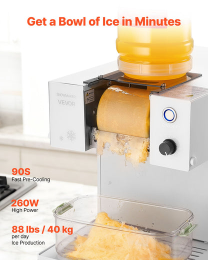 Snowflake Ice Machine, 40KG/24H Snowflake Ice Maker, Ice-Shaver Machine with Stainless Steel Blade, Electric Snow Cone Maker with 1.8L Tank, 90S Fast Pre-Cooling, for Home & Small Gatherings - Image 2