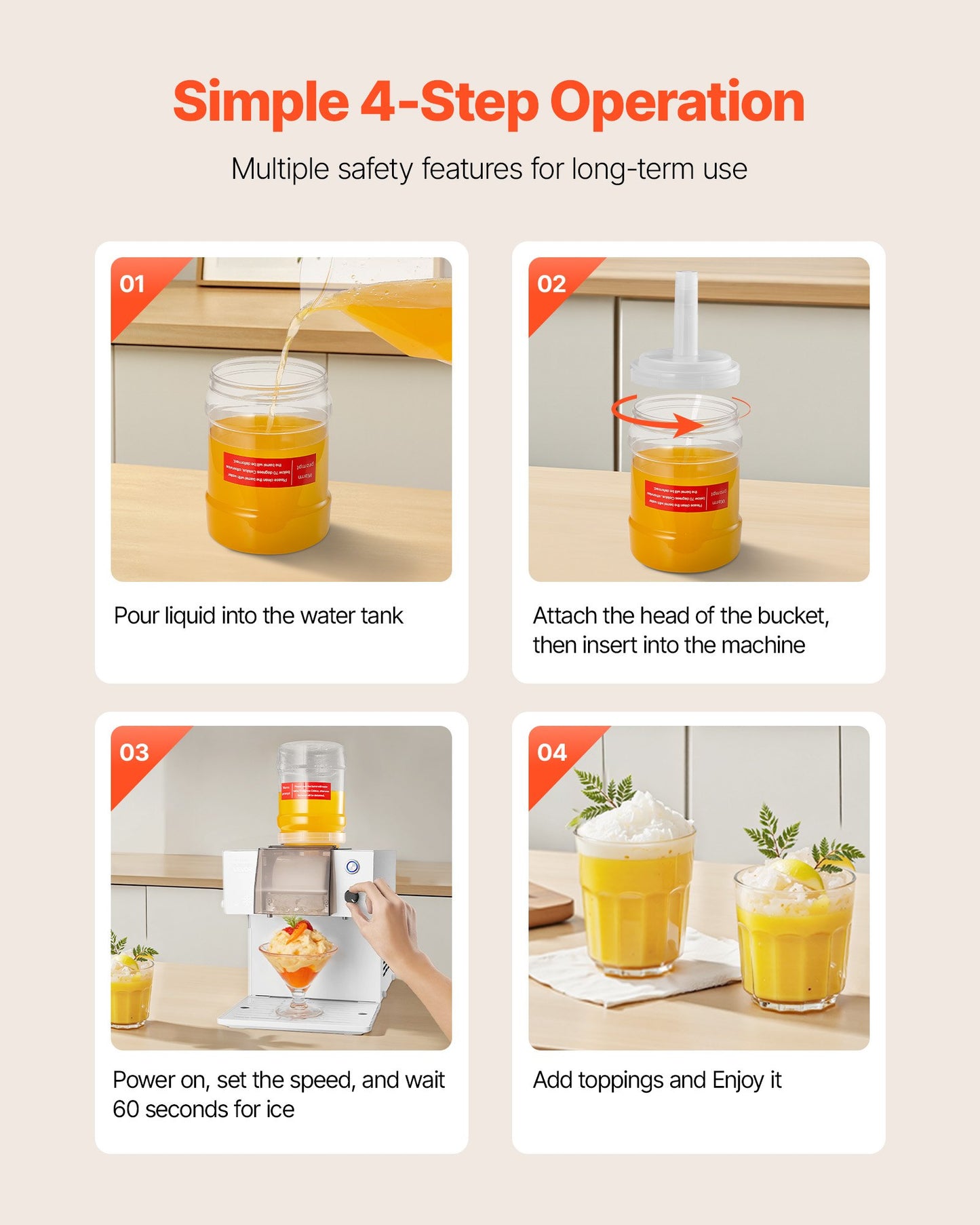 Snowflake Ice Machine, 40KG/24H Snowflake Ice Maker, Ice-Shaver Machine with Stainless Steel Blade, Electric Snow Cone Maker with 1.8L Tank, 90S Fast Pre-Cooling, for Home & Small Gatherings - Image 5