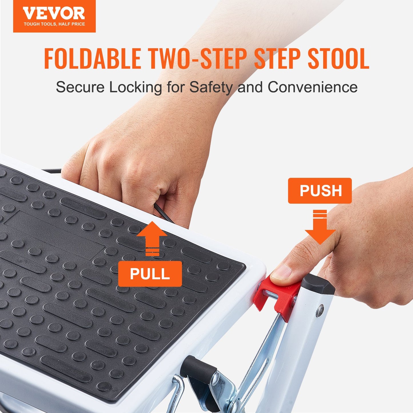 Step Ladder 2-Step 150kg Capacity, Ergonomic Folding Steel Step Stool with Wide Anti-Slip Pedal, Sturdy Step Stool for Adults Toddlers, Multi-Use for Household, Kitchen, Office, RVs - Image 2