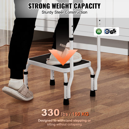 Step Stool 1-Step 150KG Capacity, 3 Adjustable Height with Handle Steel Step Ladder, Portable Toddler Step Stools for Adults, Non-Slip Sturdy Step Ladders for Office, RVs, Pets - Image 3