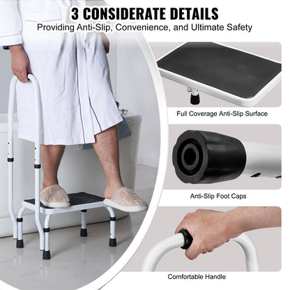 Step Stool 1-Step 150KG Capacity, 3 Adjustable Height with Handle Steel Step Ladder, Portable Toddler Step Stools for Adults, Non-Slip Sturdy Step Ladders for Office, RVs, Pets - Image 5