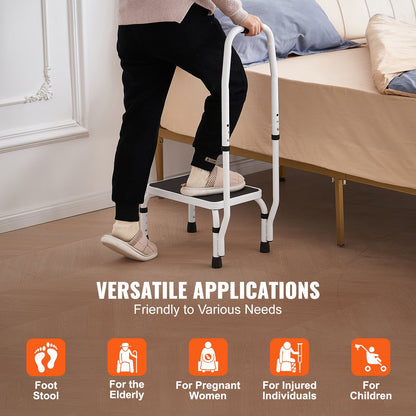 Step Stool 1-Step 150KG Capacity, 3 Adjustable Height with Handle Steel Step Ladder, Portable Toddler Step Stools for Adults, Non-Slip Sturdy Step Ladders for Office, RVs, Pets - Image 6