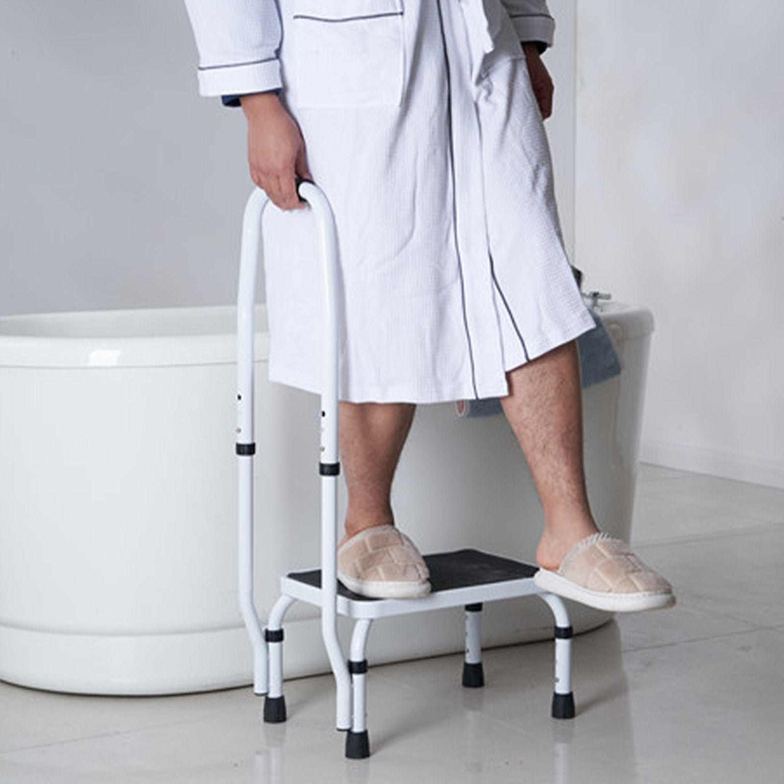 Step Stool 1-Step 150KG Capacity, 3 Adjustable Height with Handle Steel Step Ladder, Portable Toddler Step Stools for Adults, Non-Slip Sturdy Step Ladders for Office, RVs, Pets - Image 8