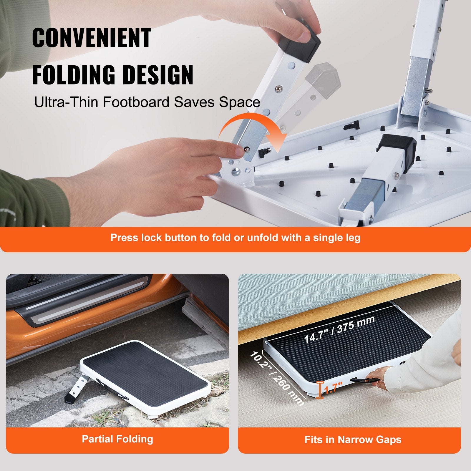 Step Stool 1-Step 150KG Capacity, Folding Steel Step Ladder 3 Adjustable Height, Portable Toddler Step Stools for Adults, Non-Slip Sturdy Step Ladders for Office, RVs, Pets, Bathrooms,Bedrooms - Image 4