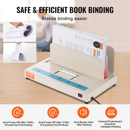 Thermal Binding Machine, 500 Sheets Capacity Book Binding Machine, Thermal Book Binder 50mm Binding Thickness A3(Short Edge)/A4/A5 Document, with Infrared Optical Detection - Image 5