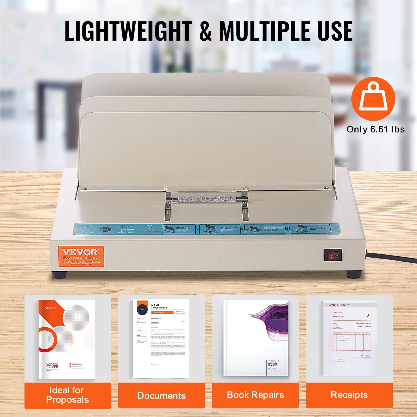 Thermal Binding Machine, 500 Sheets Capacity Book Binding Machine, Thermal Book Binder 50mm Binding Thickness A3(Short Edge)/A4/A5 Document, with Infrared Optical Detection - Image 6