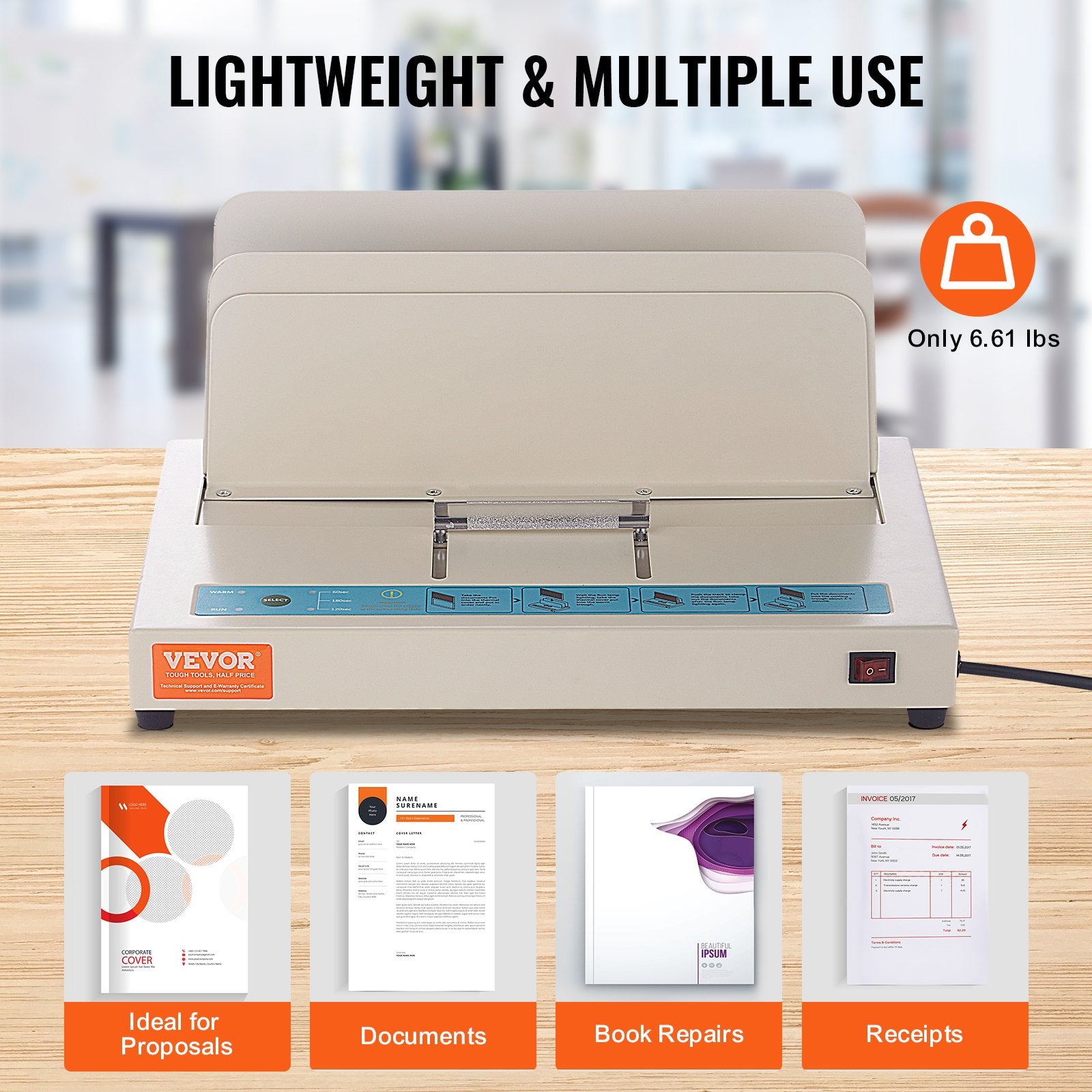 Thermal Binding Machine, 500 Sheets Capacity Book Binding Machine, Thermal Book Binder 50mm Binding Thickness A3(Short Edge)/A4/A5 Document, with Infrared Optical Detection - Image 6