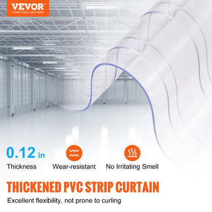 Strip Curtain, 3048 cm L x 30.5 cm W x 3 mm Thickness, Clear Ribbed PVC Curtain Strip Door Bulk Roll, Plastic Door Strips for Doorway of Supermarket, Garage, Warehouse, Barn, Pet Animal House - Image 2