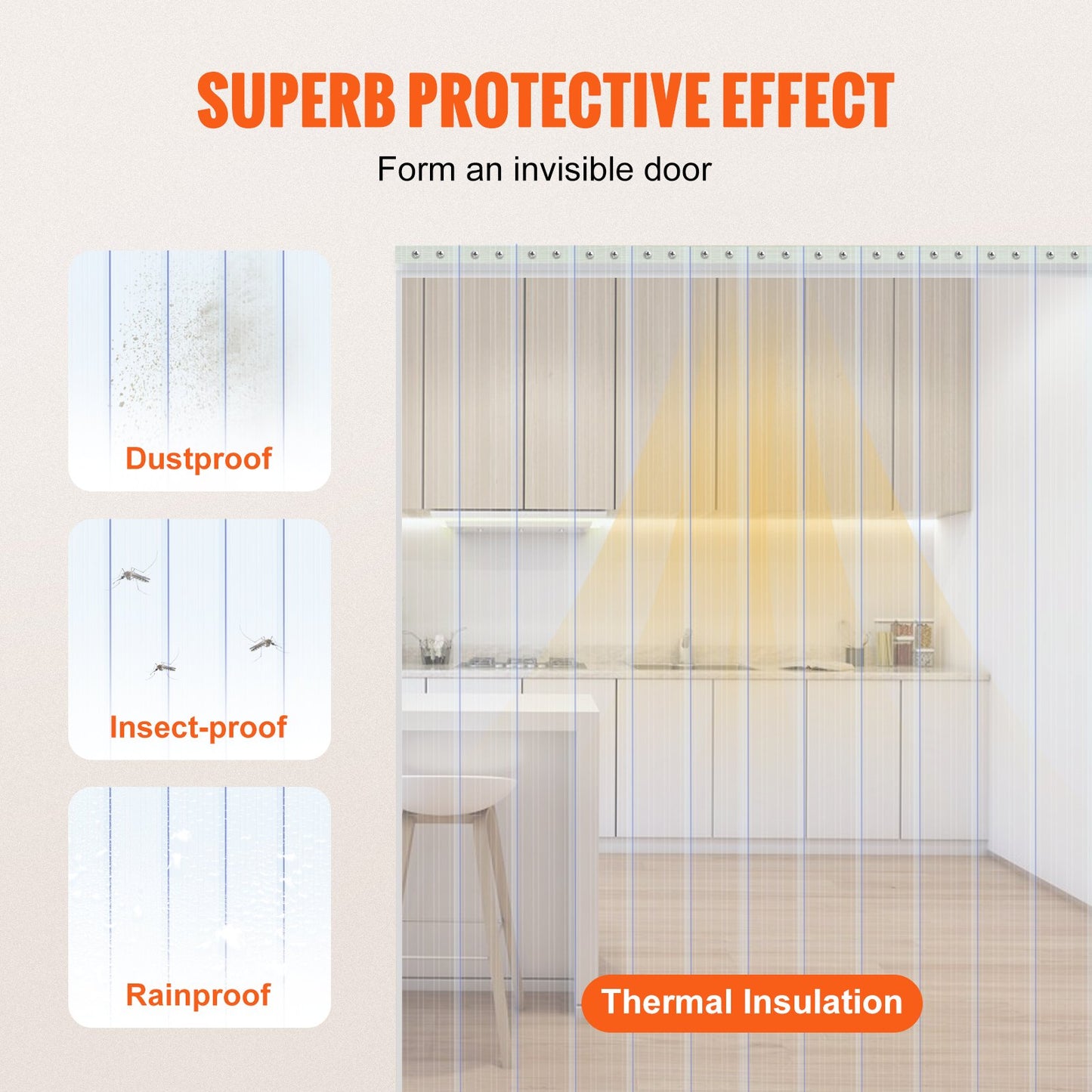 Strip Curtain, 3048 cm L x 30.5 cm W x 3 mm Thickness, Clear Ribbed PVC Curtain Strip Door Bulk Roll, Plastic Door Strips for Doorway of Supermarket, Garage, Warehouse, Barn, Pet Animal House - Image 3