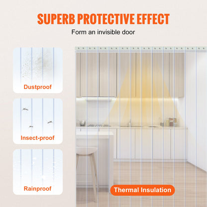 Strip Curtain, 3048 cm L x 30.5 cm W x 3 mm Thickness, Clear Ribbed PVC Curtain Strip Door Bulk Roll, Plastic Door Strips for Doorway of Supermarket, Garage, Warehouse, Barn, Pet Animal House - Image 3