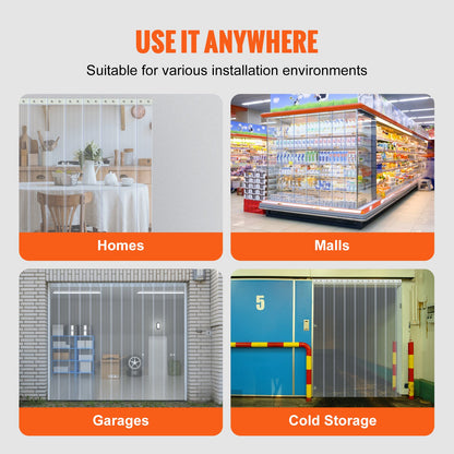 Strip Curtain, 3048 cm L x 30.5 cm W x 3 mm Thickness, Clear Ribbed PVC Curtain Strip Door Bulk Roll, Plastic Door Strips for Doorway of Supermarket, Garage, Warehouse, Barn, Pet Animal House - Image 6