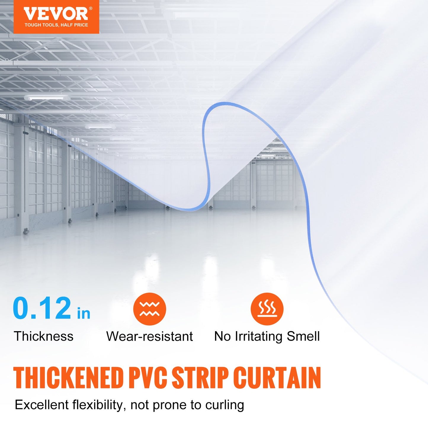 Strip Curtain, 3048 cm L x 30.5 cm W x 3 mm Thickness, Clear PVC Smooth Curtain Strip Door Bulk Roll, Plastic Door Strips for Doorway of Supermarket, Garage, Warehouse, Barn, Pet Animal House - Image 2