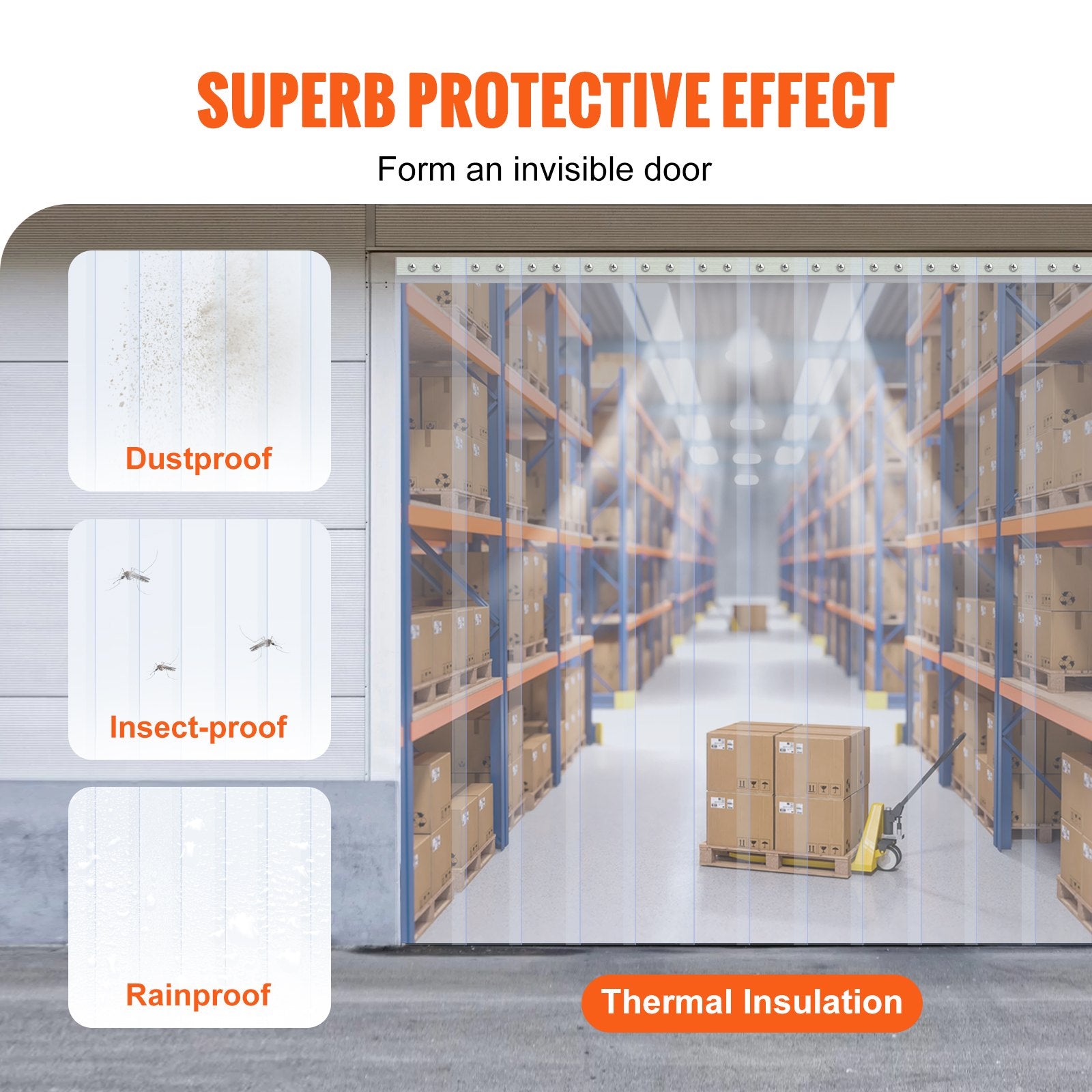 Strip Curtain, 3048 cm L x 30.5 cm W x 3 mm Thickness, Clear PVC Smooth Curtain Strip Door Bulk Roll, Plastic Door Strips for Doorway of Supermarket, Garage, Warehouse, Barn, Pet Animal House - Image 3