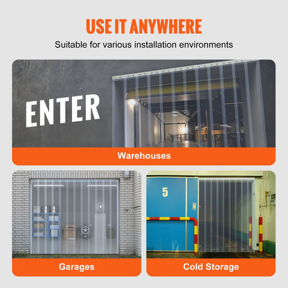 Strip Curtain, 3048 cm L x 30.5 cm W x 3 mm Thickness, Clear PVC Smooth Curtain Strip Door Bulk Roll, Plastic Door Strips for Doorway of Supermarket, Garage, Warehouse, Barn, Pet Animal House - Image 6
