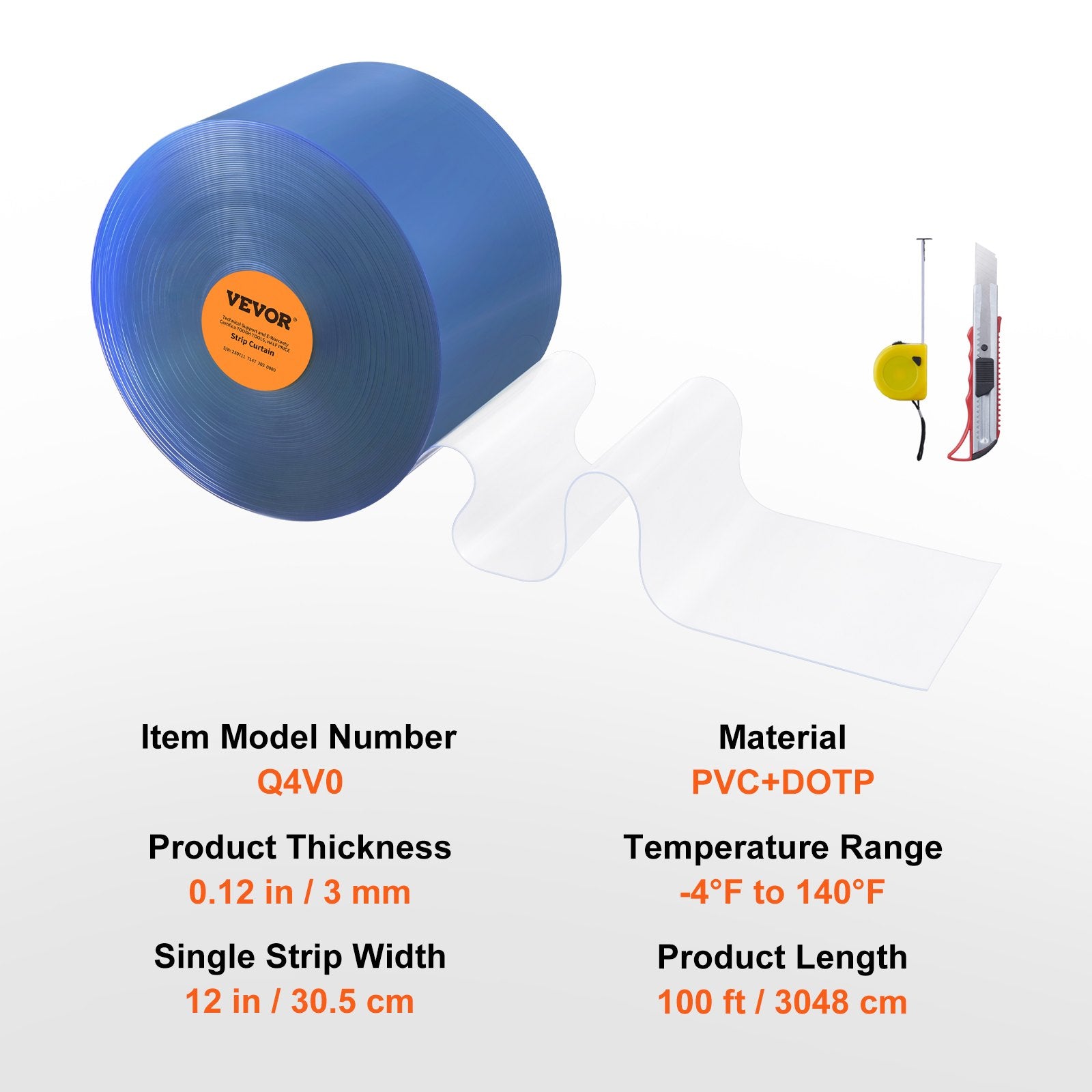 Strip Curtain, 3048 cm L x 30.5 cm W x 3 mm Thickness, Clear PVC Smooth Curtain Strip Door Bulk Roll, Plastic Door Strips for Doorway of Supermarket, Garage, Warehouse, Barn, Pet Animal House - Image 7