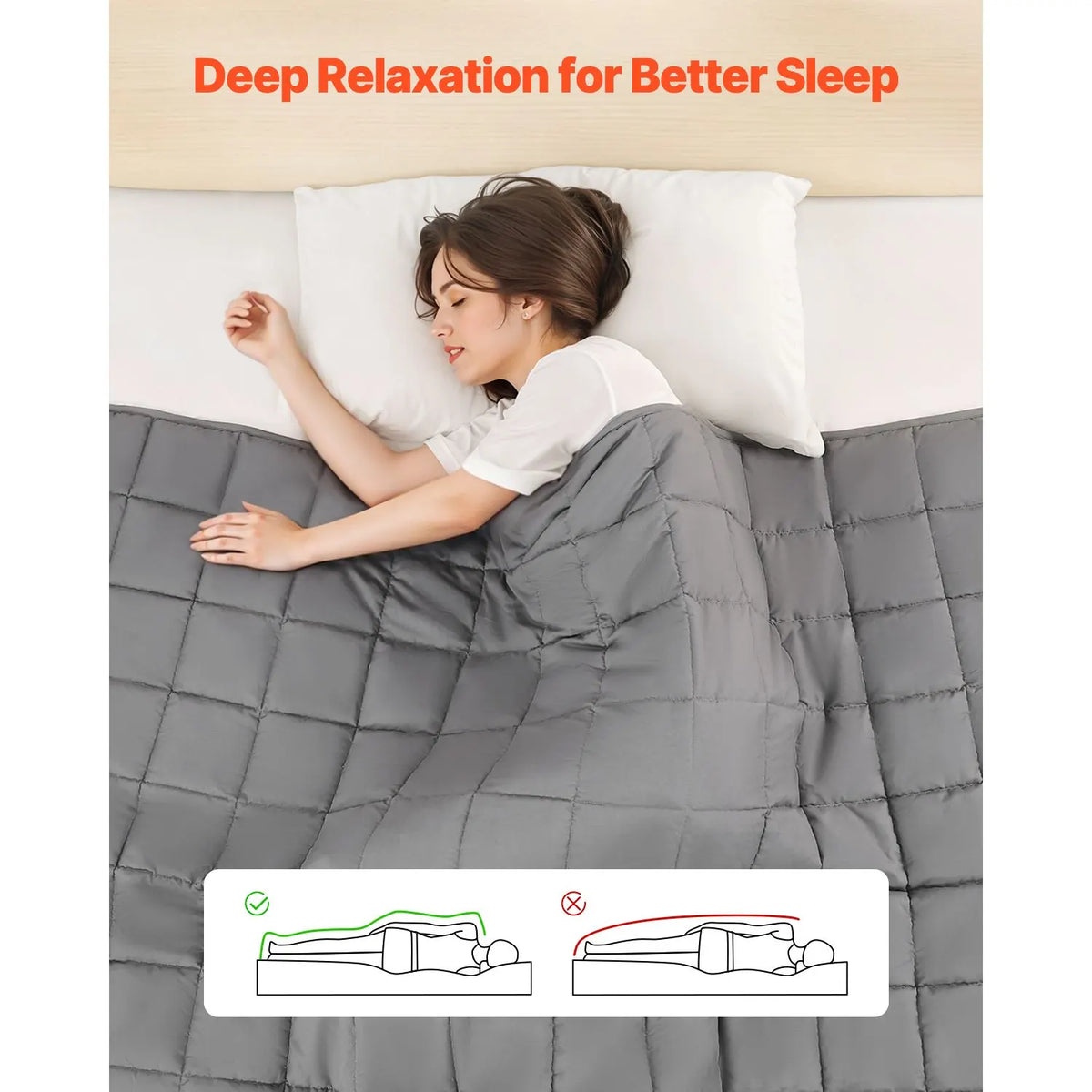Weighted Blanket, 11 kg, 2235 x 2640 mm King Size, Cooling Breathable Heavy Blanket with Glass Beads, All-Season Use, Suitable for 113-140 kg Adults, Anxiety Stress Relief, Improve Sleep, Grey - Image 2