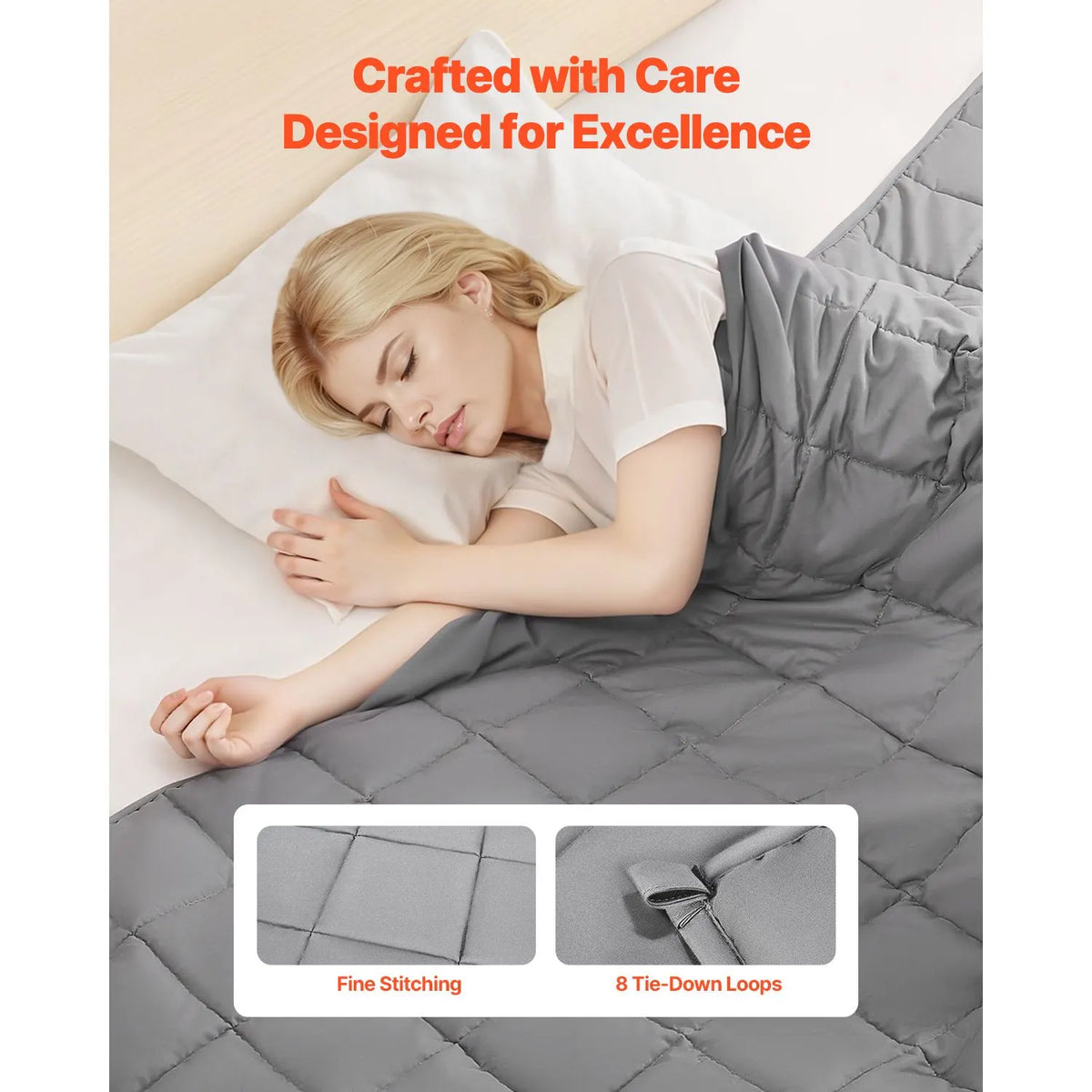 Weighted Blanket, 11 kg, 2235 x 2640 mm King Size, Cooling Breathable Heavy Blanket with Glass Beads, All-Season Use, Suitable for 113-140 kg Adults, Anxiety Stress Relief, Improve Sleep, Grey - Image 4