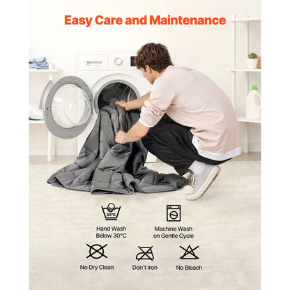 Weighted Blanket, 11 kg, 2235 x 2640 mm King Size, Cooling Breathable Heavy Blanket with Glass Beads, All-Season Use, Suitable for 113-140 kg Adults, Anxiety Stress Relief, Improve Sleep, Grey - Image 6