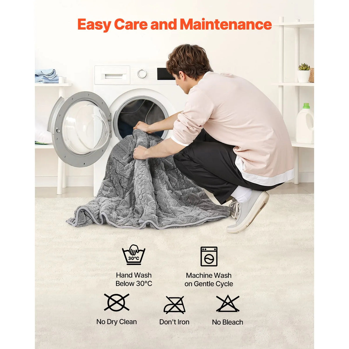 Weighted Blanket, 9 kg, 1524 x 2032 mm Queen Size, Sherpa Fleece Heavy Blanket with Glass Beads, Soft Warm Cozy Fluffy Touch, for 90-113 kg Adults, Anxiety Stress Relief, Improve Sleep, Grey - Image 6