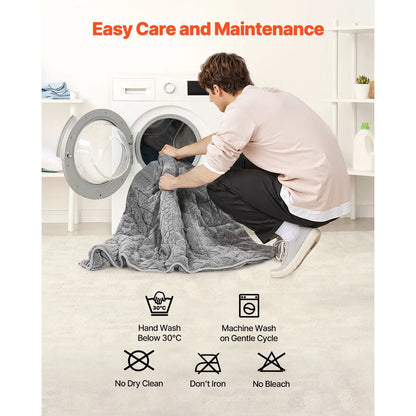 Weighted Blanket, 9 kg, 1524 x 2032 mm Queen Size, Sherpa Fleece Heavy Blanket with Glass Beads, Soft Warm Cozy Fluffy Touch, for 90-113 kg Adults, Anxiety Stress Relief, Improve Sleep, Grey - Image 6