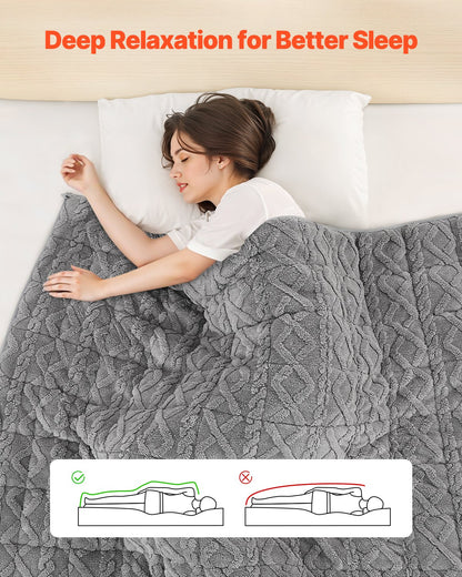 Weighted Blanket, 9 kg, 1524 x 2032 mm Queen Size, Sherpa Fleece Heavy Blanket with Glass Beads, Soft Warm Cozy Fluffy Touch, for 90-113 kg Adults, Anxiety Stress Relief, Improve Sleep, Grey - Image 2