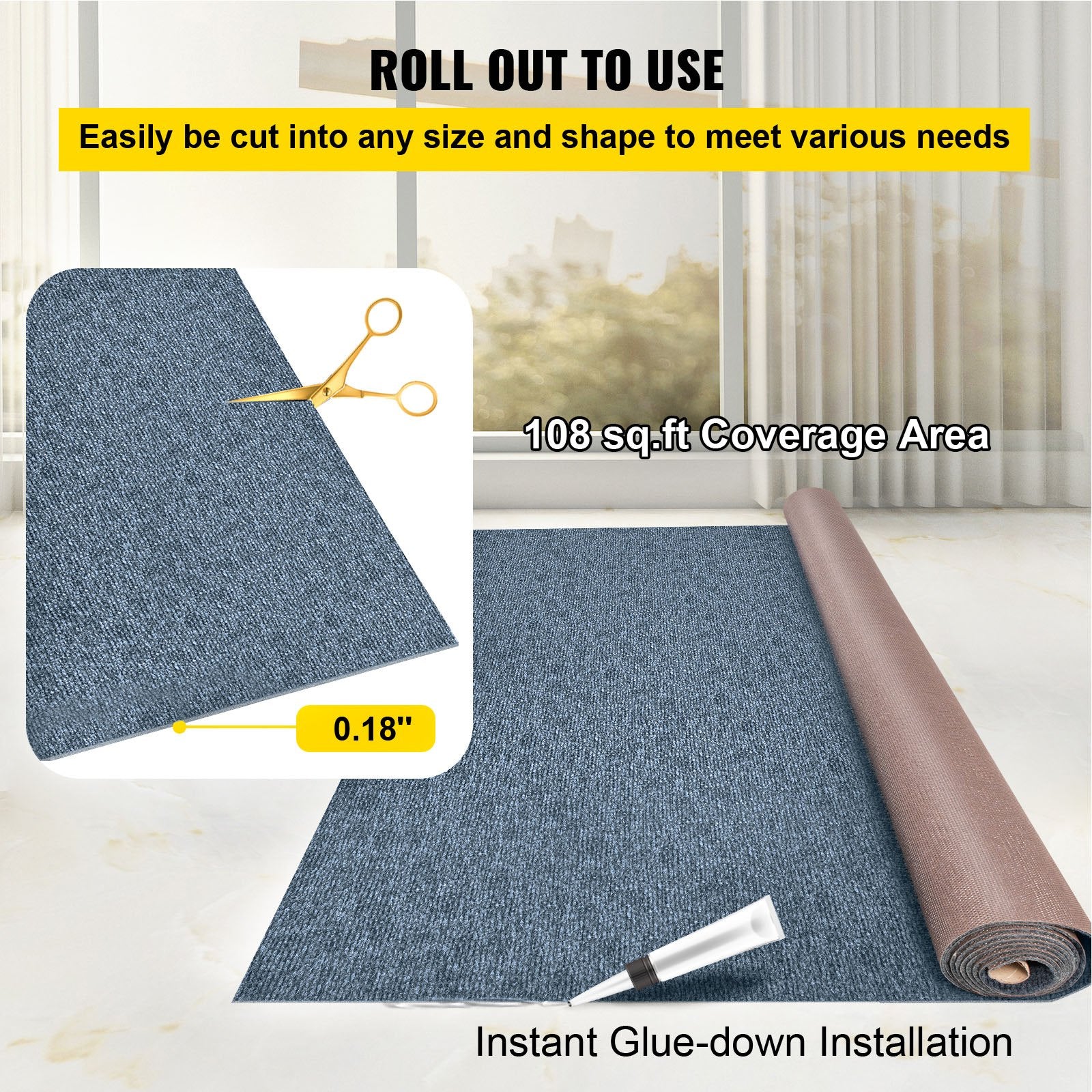 Gray Marine Carpet 6 ft x 36 ft, Boat Carpet Rugs, Indoor Outdoor Rugs for Patio Deck Anti-Slide TPR Water-Proof Back Outdoor Marine Carpeting Outdoor Carpet - Image 5