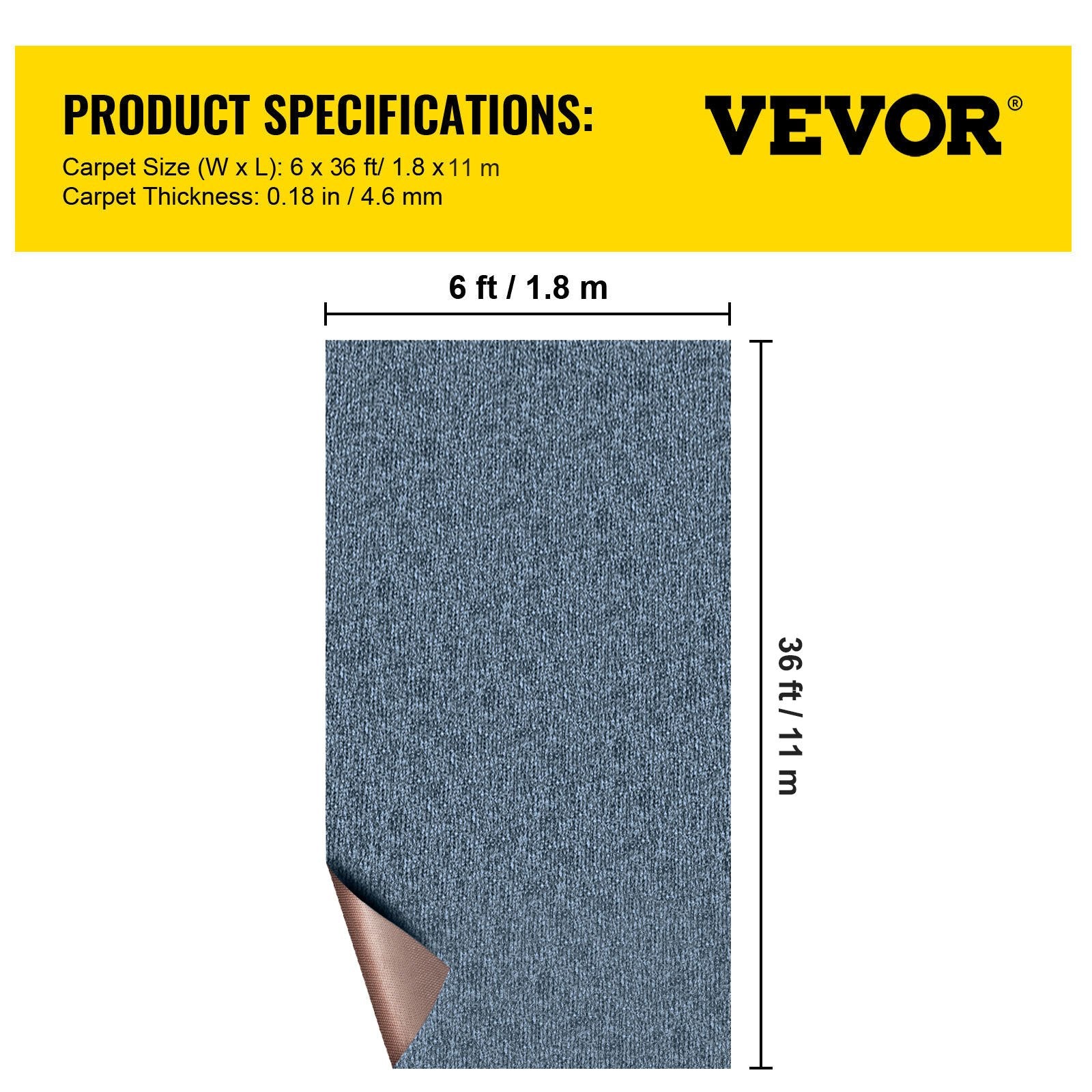 Gray Marine Carpet 6 ft x 36 ft, Boat Carpet Rugs, Indoor Outdoor Rugs for Patio Deck Anti-Slide TPR Water-Proof Back Outdoor Marine Carpeting Outdoor Carpet - Image 7