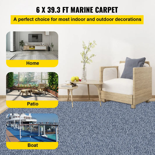 Gray Marine Carpet 6 ft x 39.3 ft Marine Carpeting Marine Grade Carpet for Boats with Waterproof Back Outdoor Rug for Patio Porch Deck Garage Outdoor Area Rug Runner Anti-Slide Porch Rug,1.8x12m - Image 2