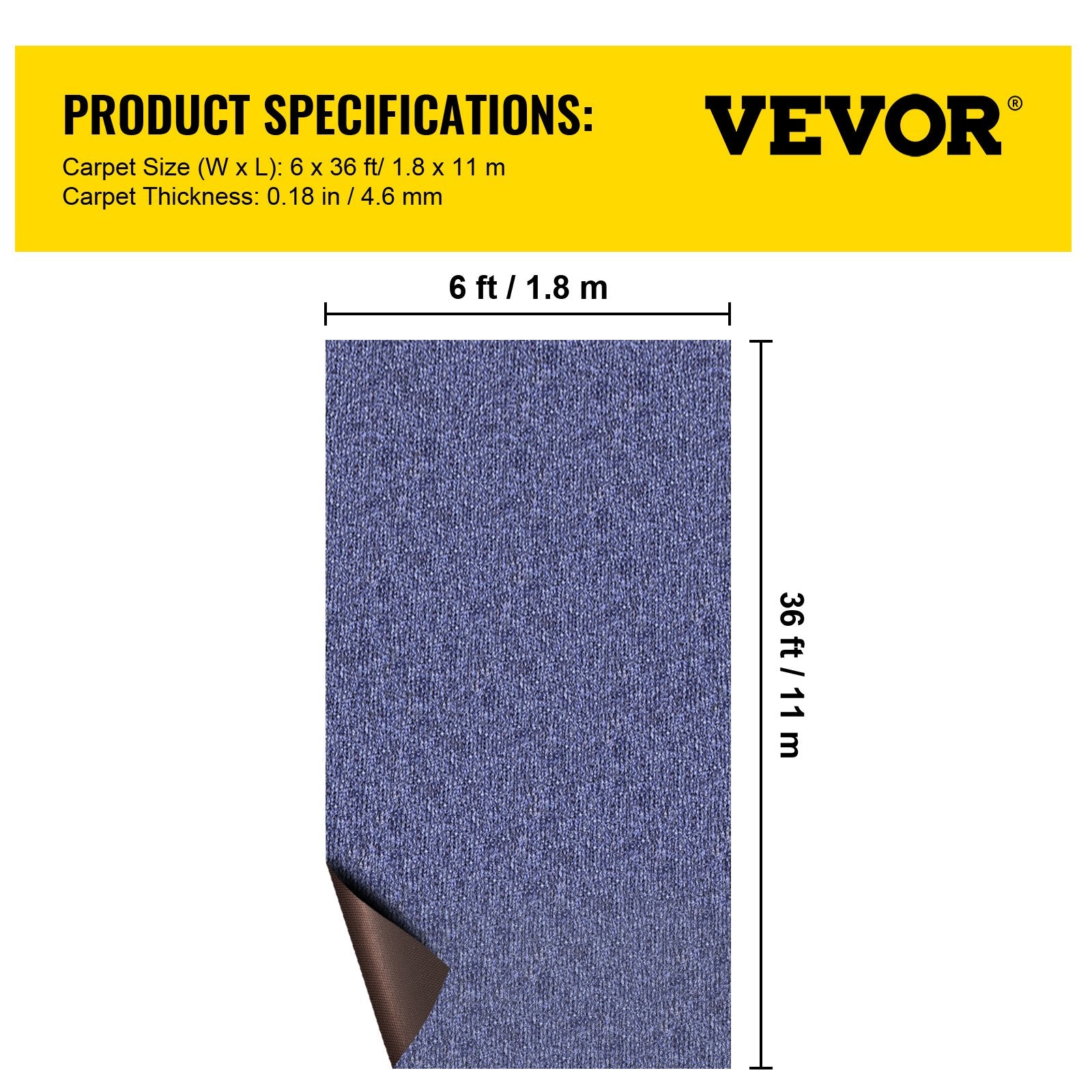 Deep Blue Marine Carpet 6 ft x 36 ft Marine Carpeting Marine Grade Carpet for Boats with Waterproof Back Outdoor Rug for Patio Porch Deck Garage Outdoor Area Rug Runner Non-Slide Porch Rug - Image 7