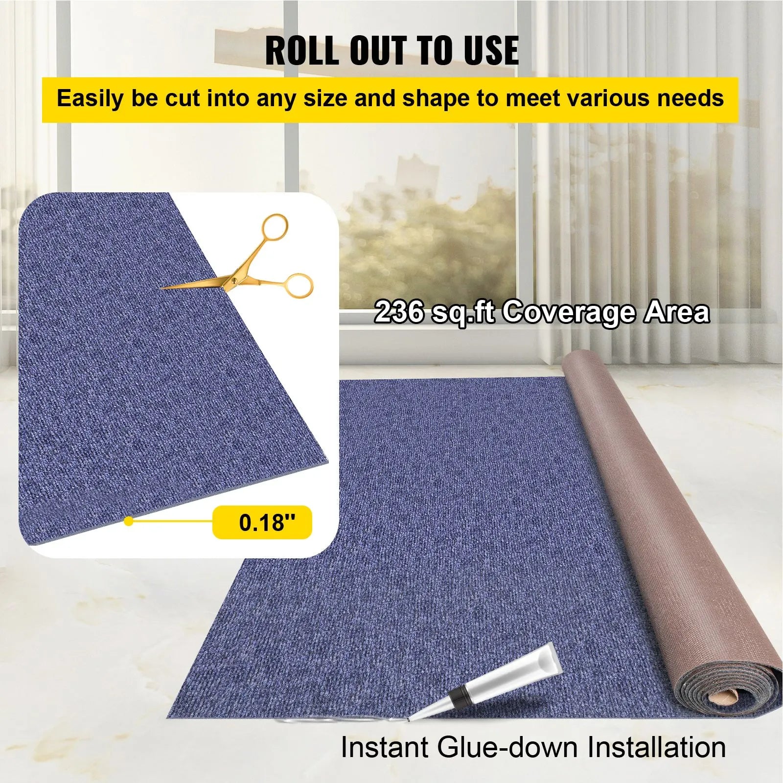Deep Blue Marine Carpet 6 ft x 39.3 ft, Boat Carpet Rugs, Indoor Outdoor Rugs for Patio Deck Non-Slide TPR Water-Proof Back Outdoor Marine Carpeting Outdoor Carpet - Image 5