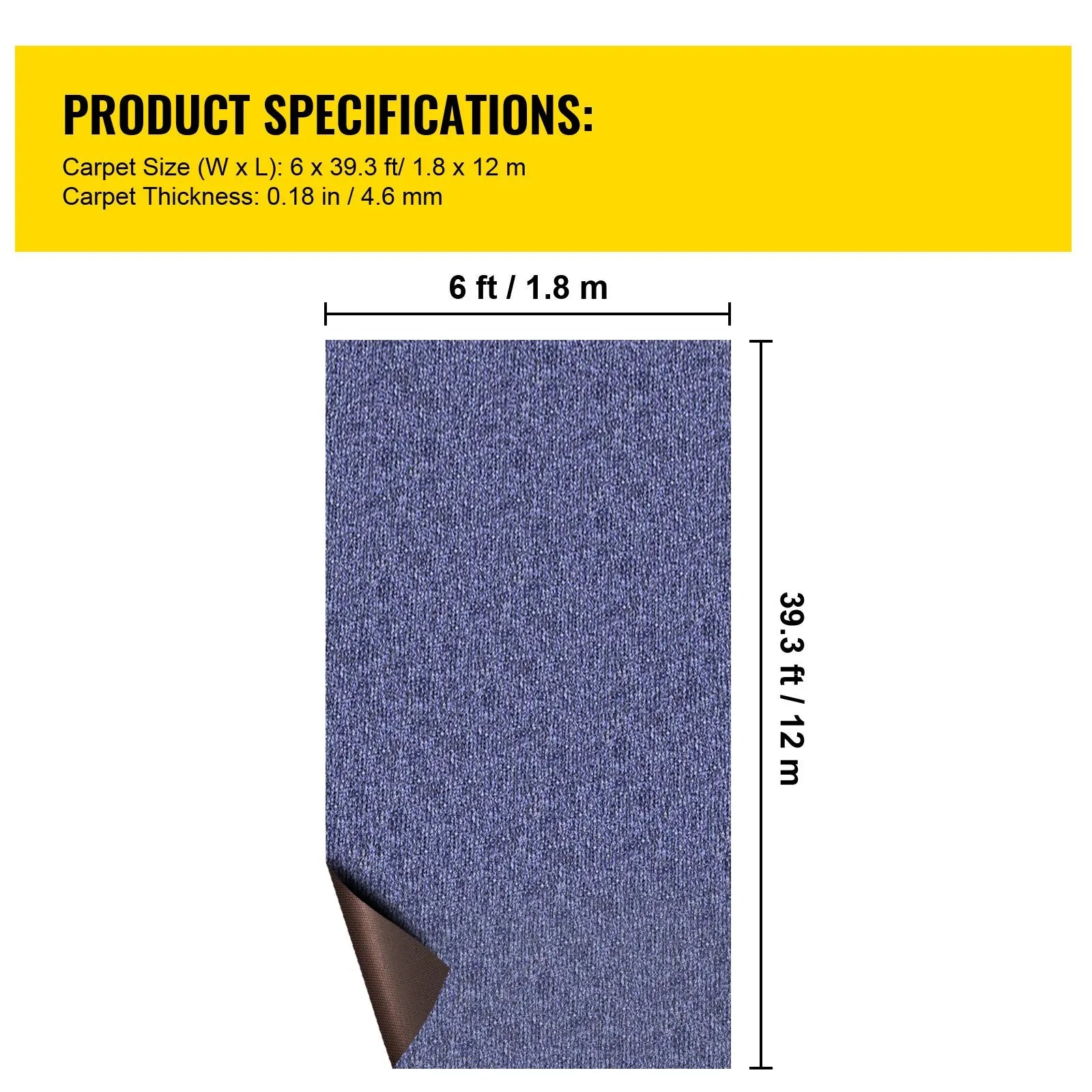 Deep Blue Marine Carpet 6 ft x 39.3 ft, Boat Carpet Rugs, Indoor Outdoor Rugs for Patio Deck Non-Slide TPR Water-Proof Back Outdoor Marine Carpeting Outdoor Carpet - Image 7