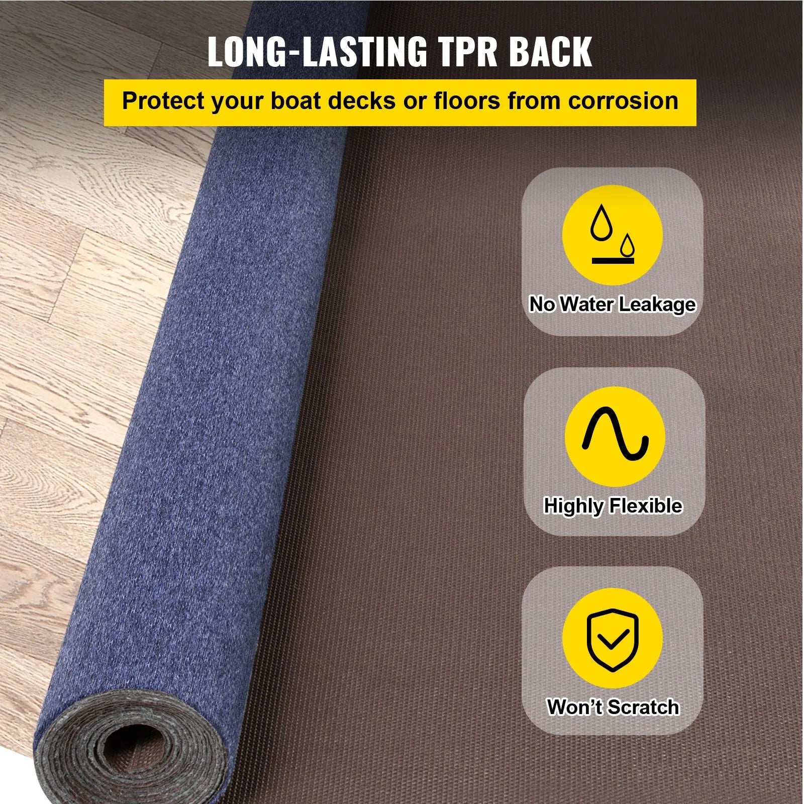 Deep Blue Marine Carpet 6 ft x 49.2 ft Marine Carpeting Marine Grade Carpet for Boats with Waterproof Back Outdoor Rug for Patio Porch Deck Garage Outdoor Area Rug Runner Non-Slide Porch Rug - Image 4