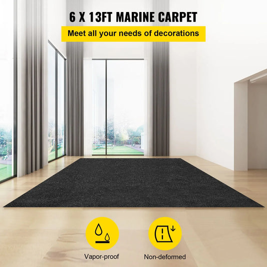Bass Boat Carpet Cutpile Marine Carpet 6 x 13 ft Charcoal Black In/Outdoor - Image 2