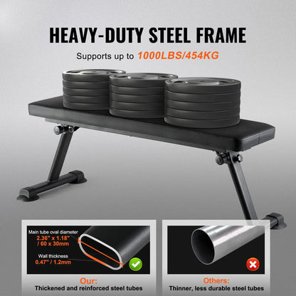 Flat Weight Bench, Foldable Strength Training Bench, Utility Workout Bench for Full Body Workout, 1000 LBS Press Bench for Home Gym Exercise, for Multi-Purpose Weight Training and Ab Exercises - Image 2