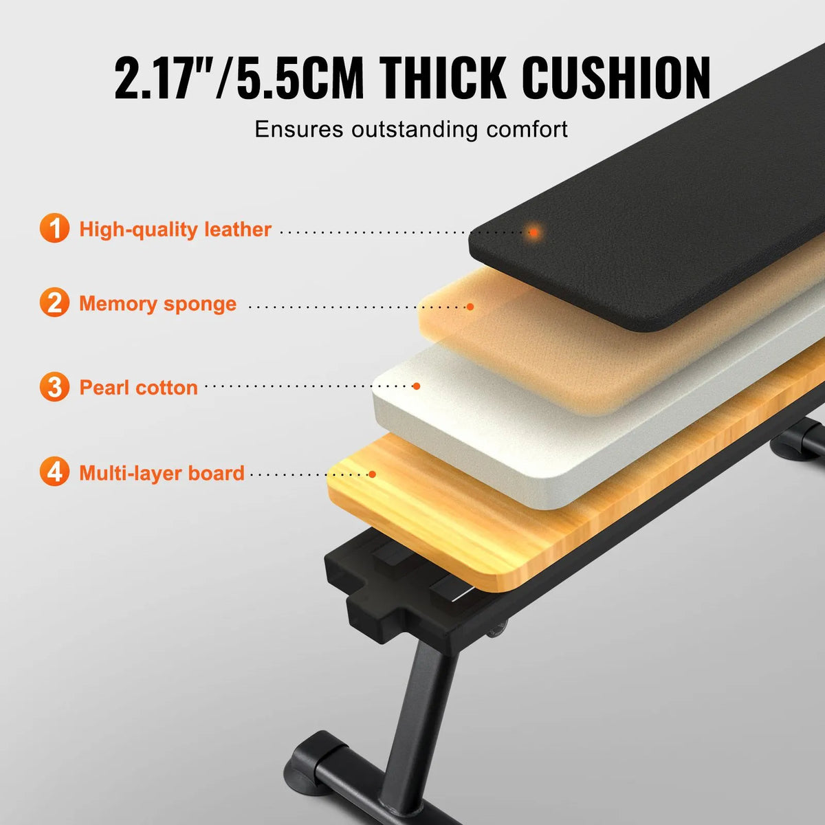 Flat Weight Bench, Foldable Strength Training Bench, Utility Workout Bench for Full Body Workout, 1000 LBS Press Bench for Home Gym Exercise, for Multi-Purpose Weight Training and Ab Exercises - Image 4
