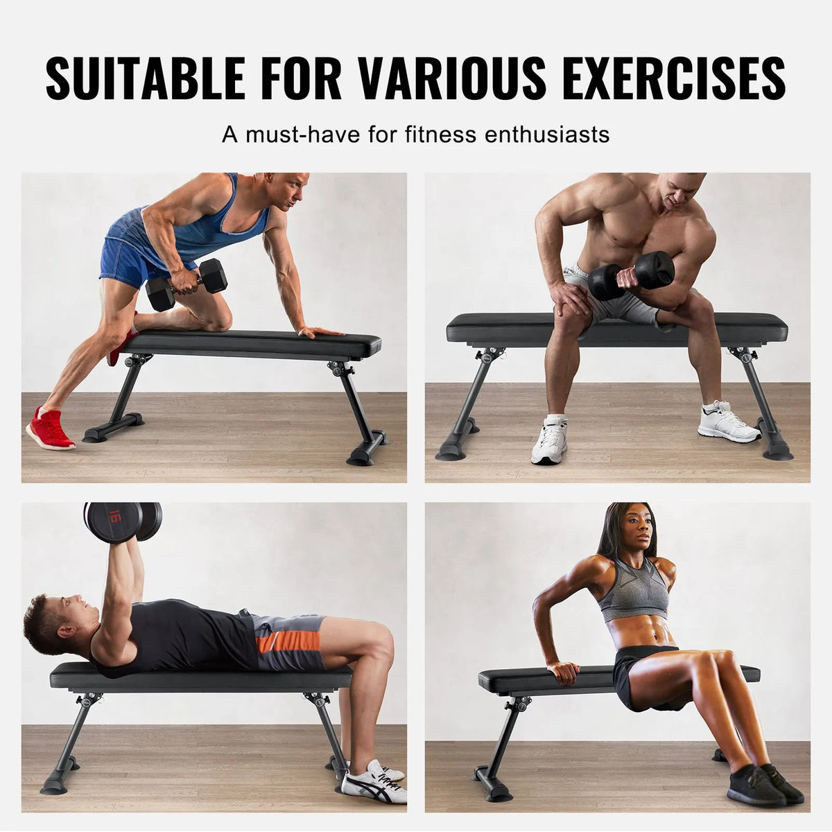 Flat Weight Bench, Foldable Strength Training Bench, Utility Workout Bench for Full Body Workout, 1000 LBS Press Bench for Home Gym Exercise, for Multi-Purpose Weight Training and Ab Exercises - Image 6