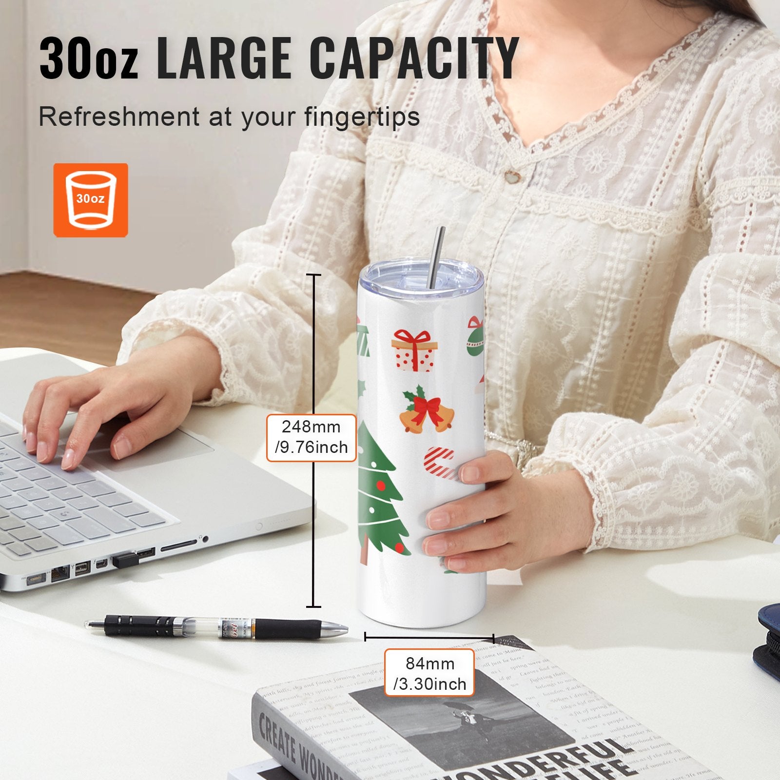 8 Pack Straight Sublimation Tumblers, 30 oz Blank Tumbler Bulk, Stainless Steel Double Wall Tumbler Cups with Straw, Lid, Brush, Base, Shrink Wrap, Gift Box, for Heat Press and Heat Transfer - Image 5