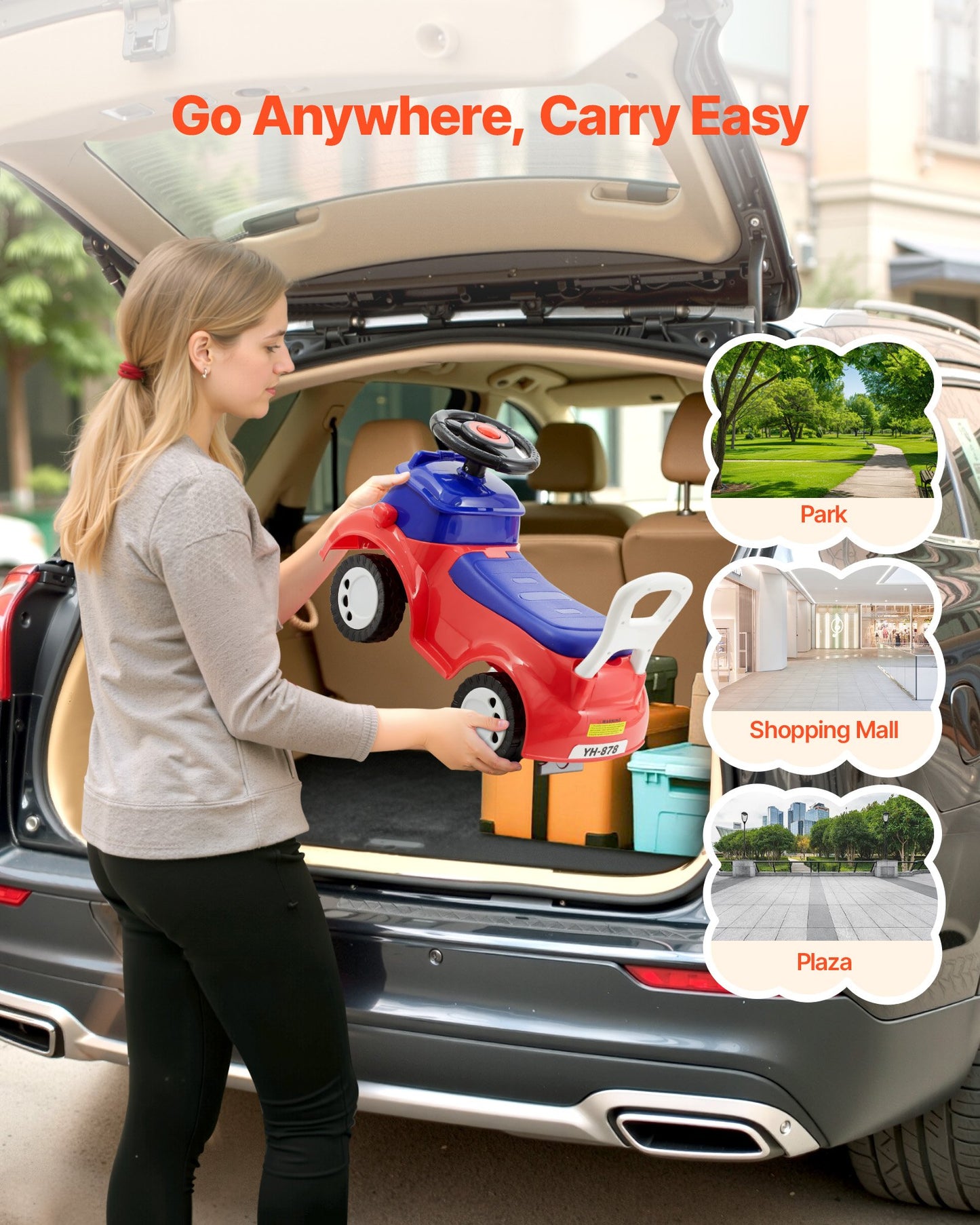 Ride On Toddler Push Car, Push Car for Toddler 19 to 36 Months, Kids Ride On Toy with Music & Under-seat Storage, 25 kg Load Capacity, Foot-to-Floor Walker for Toddlers Boys Girls, Red - Image 5
