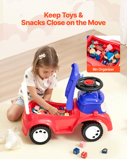 Ride On Toddler Push Car, Push Car for Toddler 19 to 36 Months, Kids Ride On Toy with Music & Under-seat Storage, 25 kg Load Capacity, Foot-to-Floor Walker for Toddlers Boys Girls, Red - Image 6