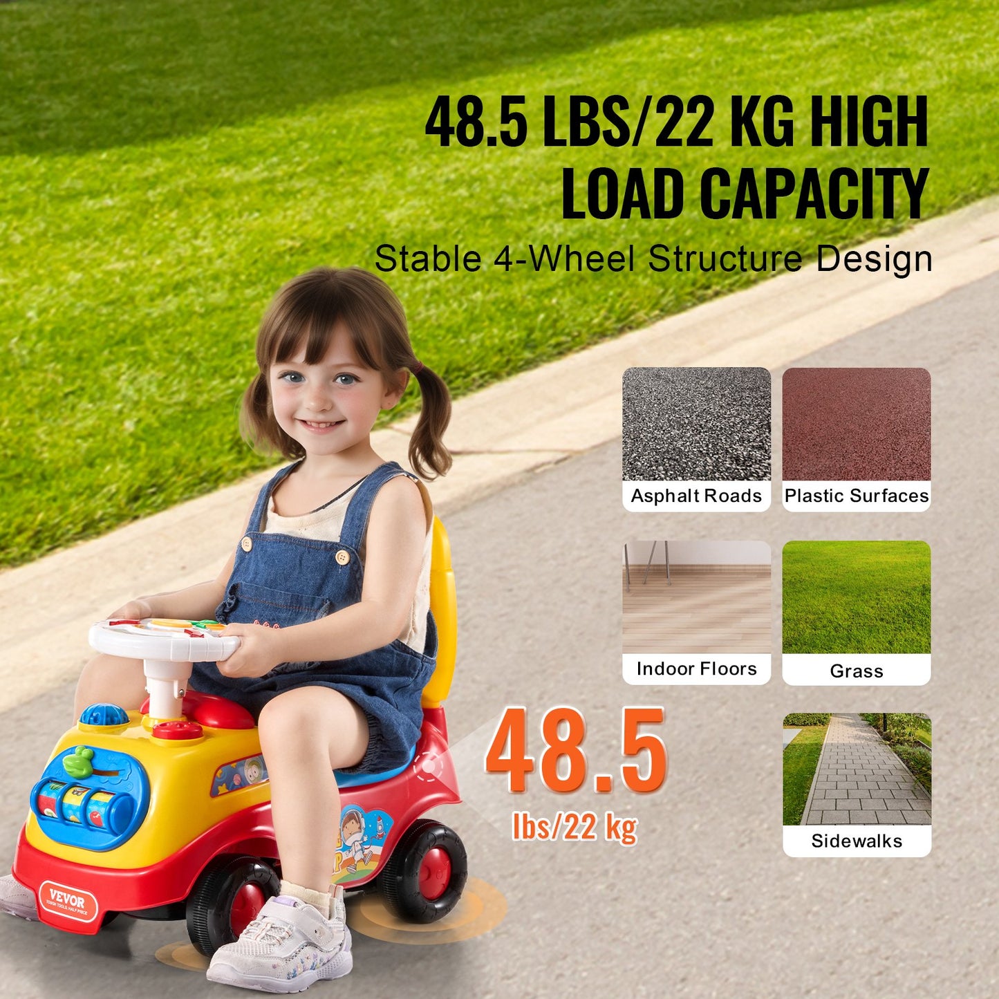 Ride On Push Car for Toddlers, Ages 1-3, Ride Racer, Sit to Stand Toddler Ride On Toy, Classic Kids Ride On Car with Music Steering Wheel, Horn & Under Seat Storage, Ride On Toy for Boys Girls - Image 3