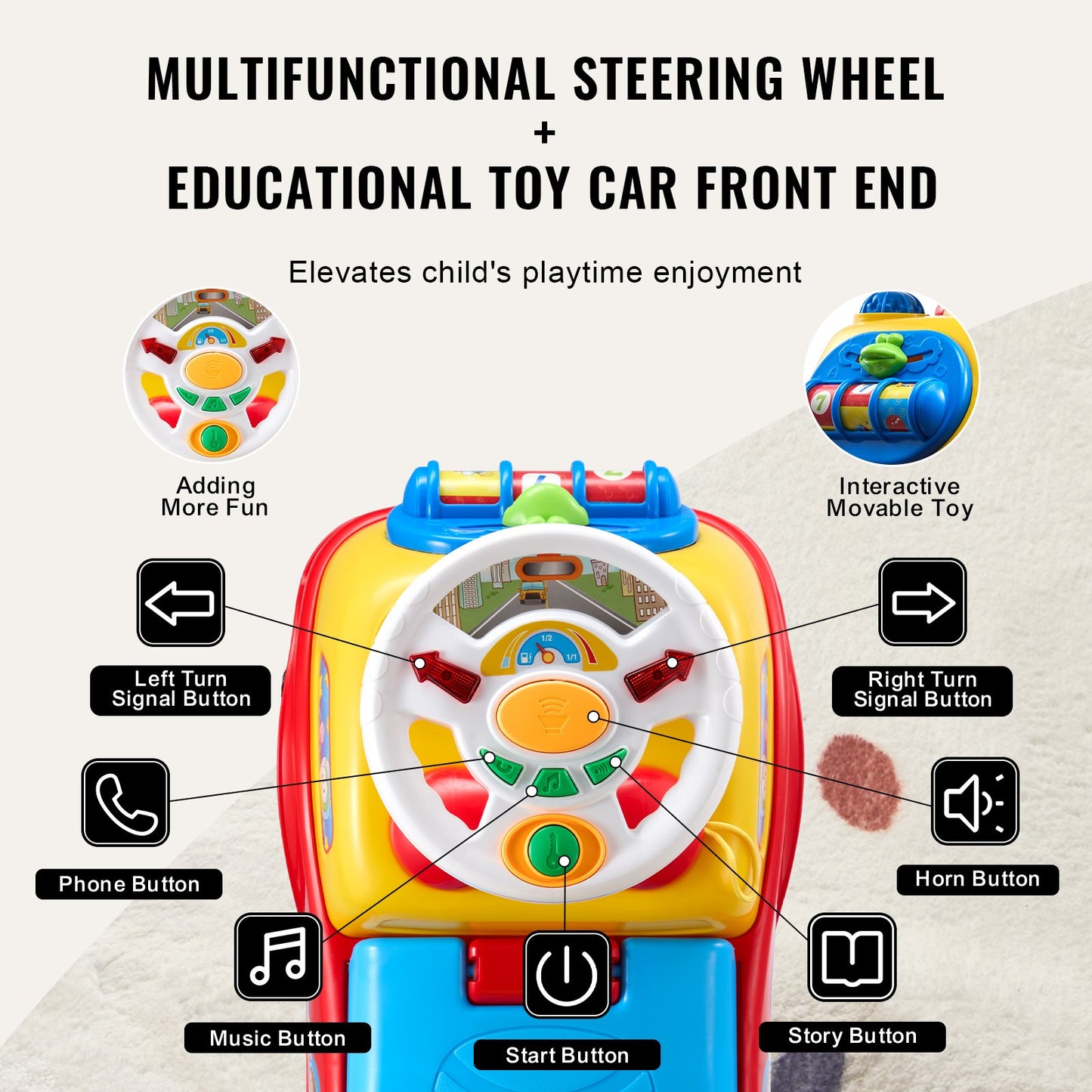 Ride On Push Car for Toddlers, Ages 1-3, Ride Racer, Sit to Stand Toddler Ride On Toy, Classic Kids Ride On Car with Music Steering Wheel, Horn & Under Seat Storage, Ride On Toy for Boys Girls - Image 4