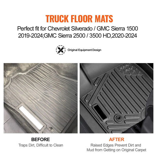 Automotive Floor Mats Fits for Chevrolet Silverado/GMC Sierra 1500 3 pcs - Image 2