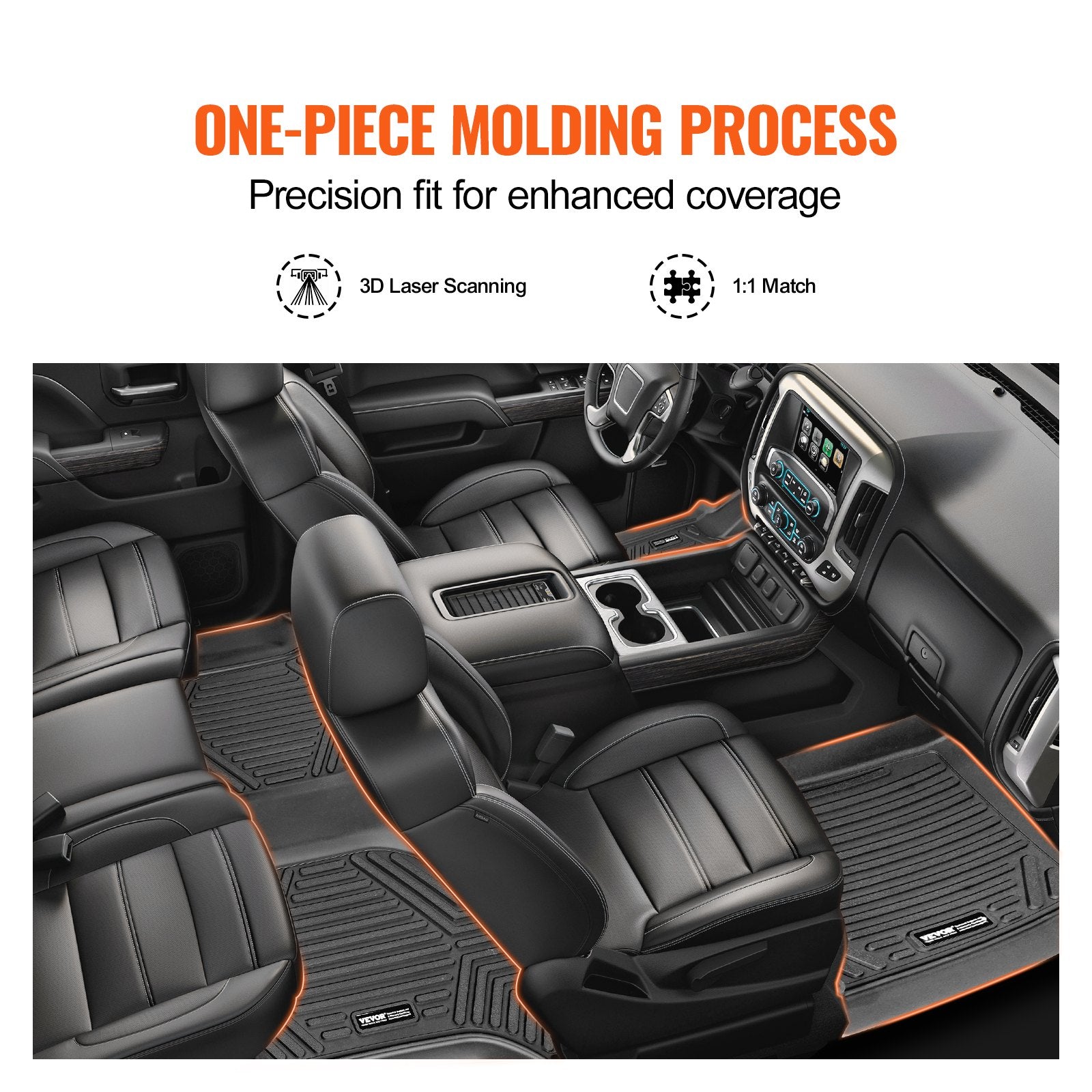 Automotive Floor Mats Fits for Chevrolet Silverado/GMC Sierra 1500 3 pcs - Image 3