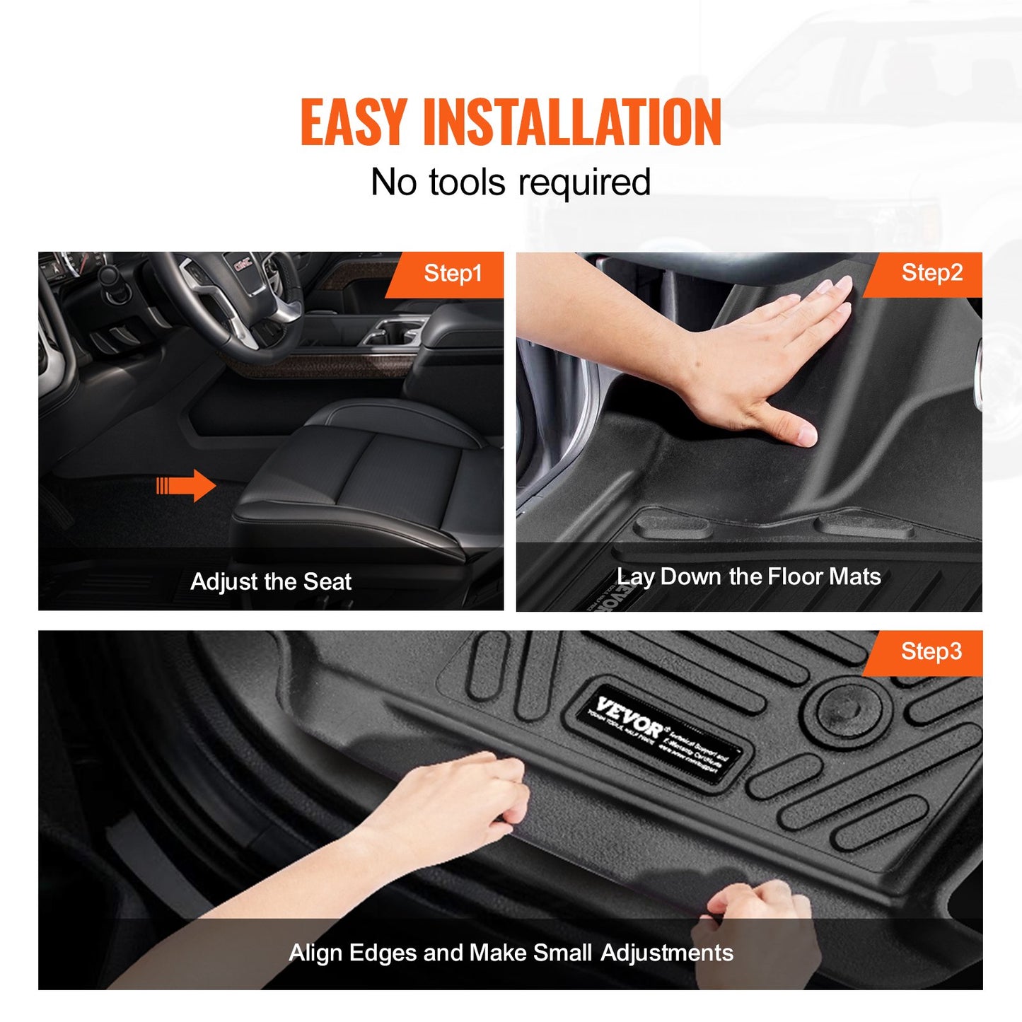 Automotive Floor Mats Fits for Chevrolet Silverado/GMC Sierra 1500 3 pcs - Image 6